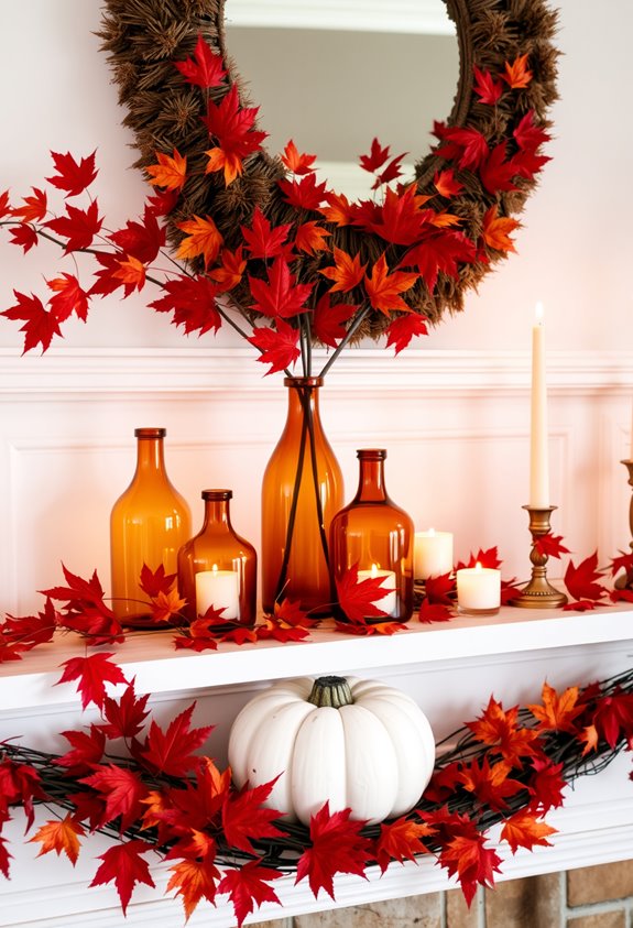 amber glass maple mantel