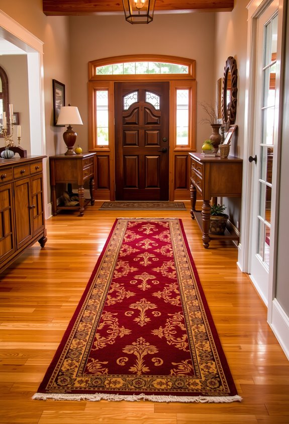 anchor the entry with rug
