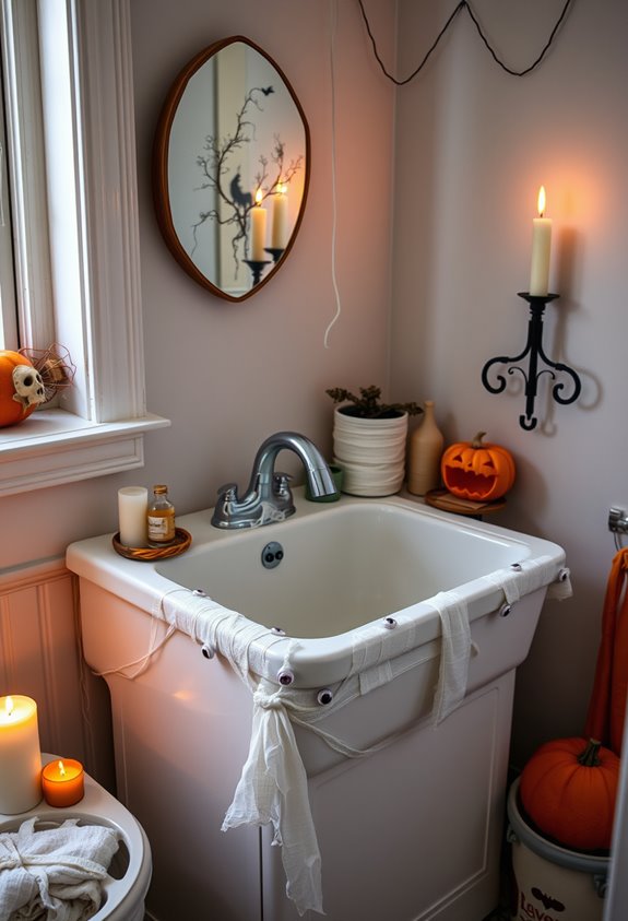 bandaged laundry sink makeover