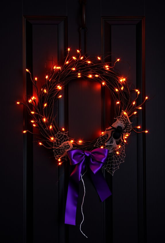 black grapevine wreath with lights