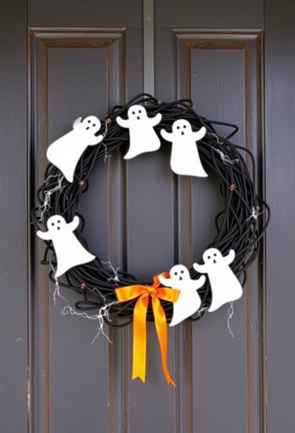 black pipe cleaner ghost wreath