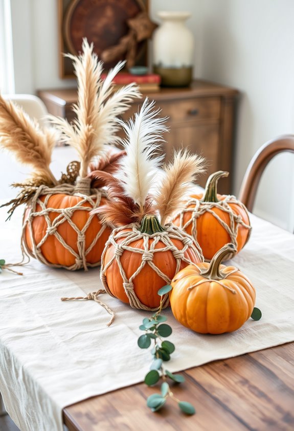 boho pumpkin clustered centerpiece