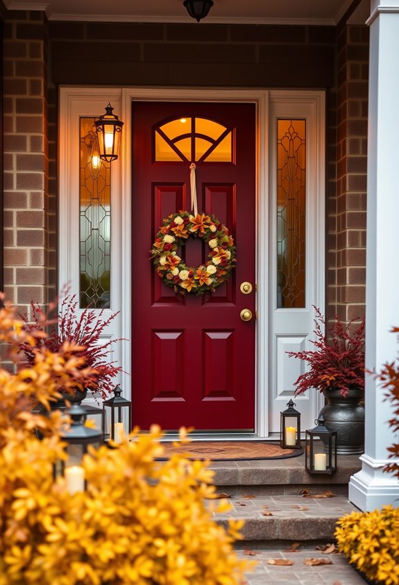 bold painted door with glass