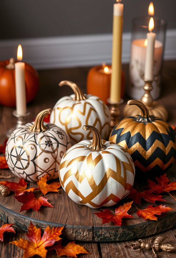 bold textured patterned pumpkins