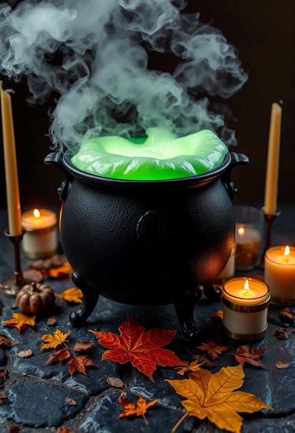 bubbling green foam cauldron