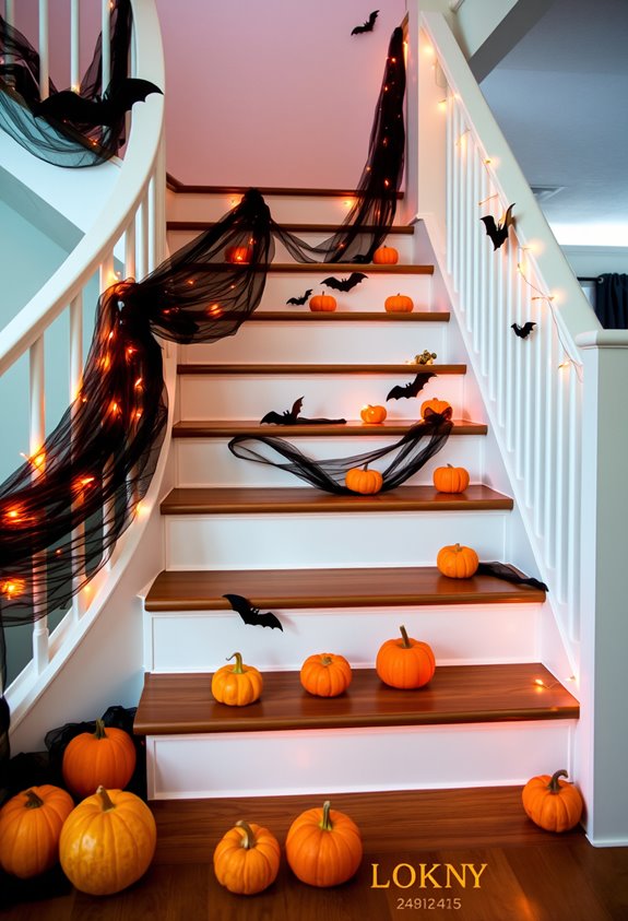 budget friendly halloween staircase decor