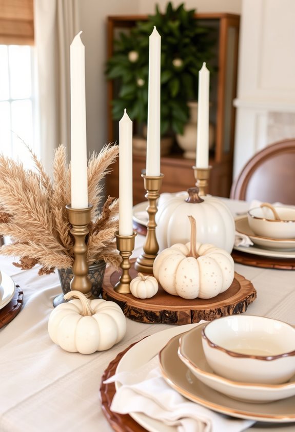calming neutral thanksgiving tablescape