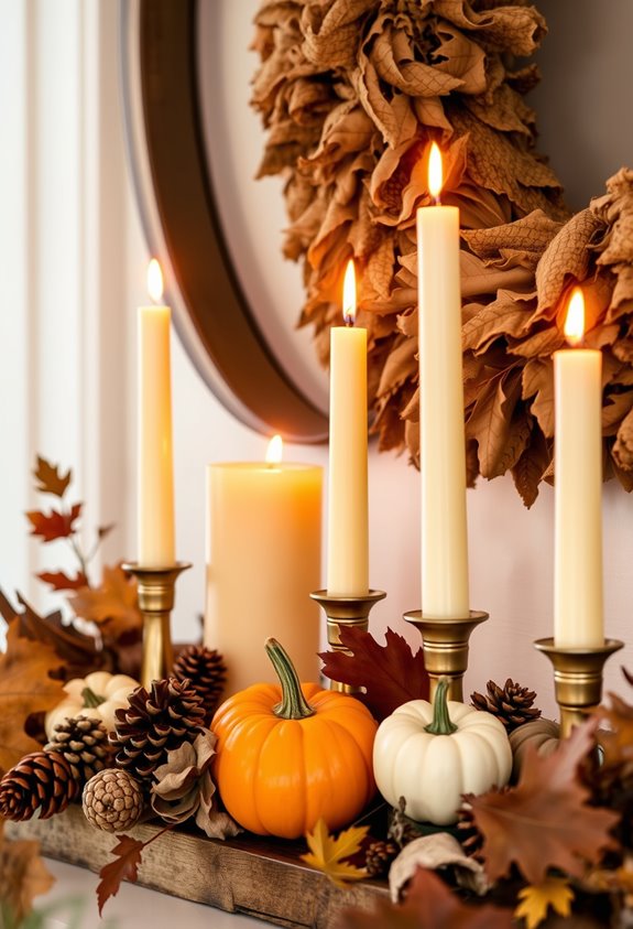 candles clustered with reflective backing