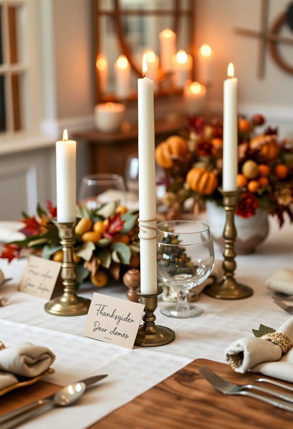 candles place cards natural accents