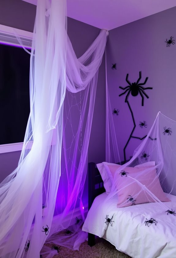 cheesecloth stretched spooky spiderwebs