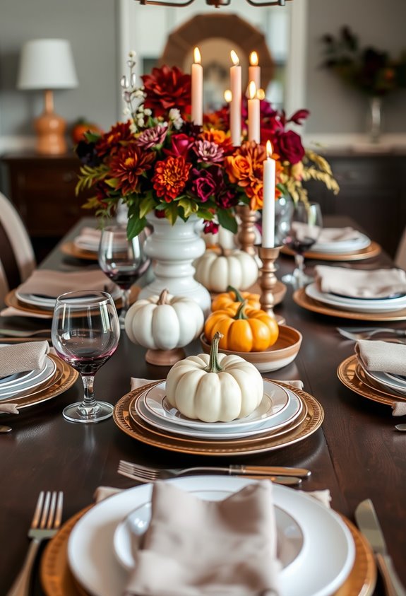 classic layered autumn tablescape details
