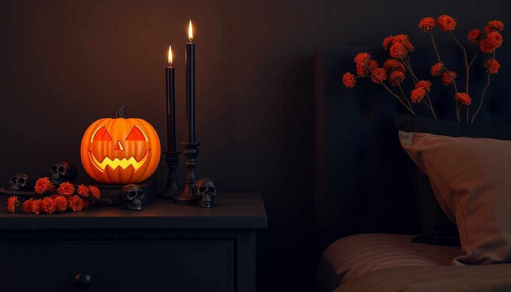 clustered eerie nightstand decor