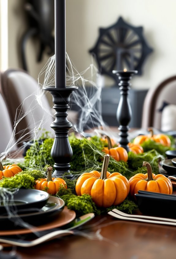 cobwebs moss mini pumpkins