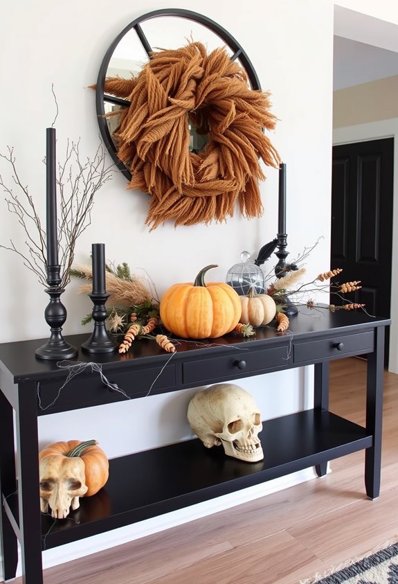 cohesive moody halloween entryway