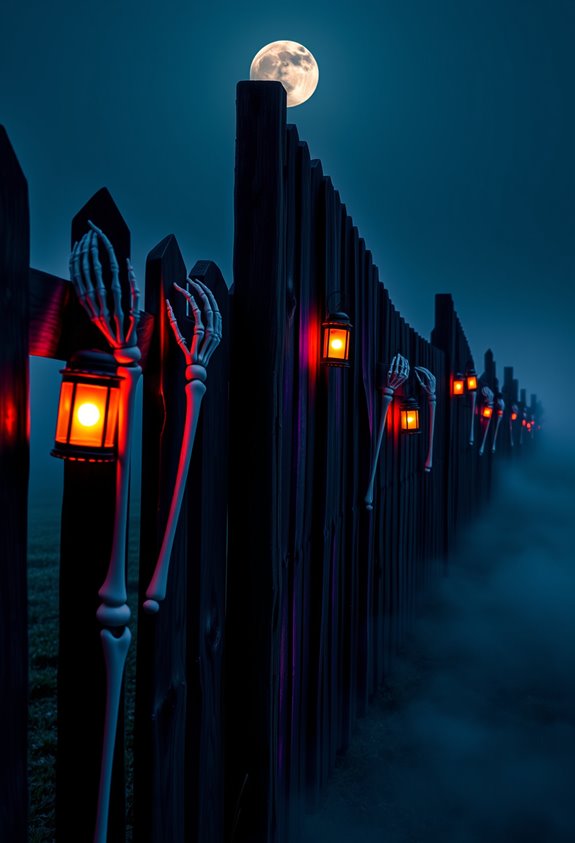 continuous eerie colored fence lighting