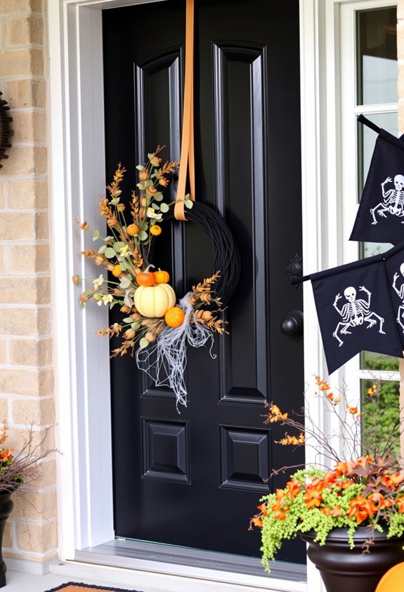 coordinated halloween entry decor