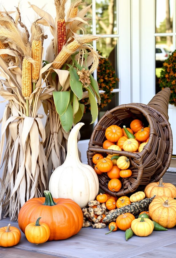 corn stalks gourds cornucopia