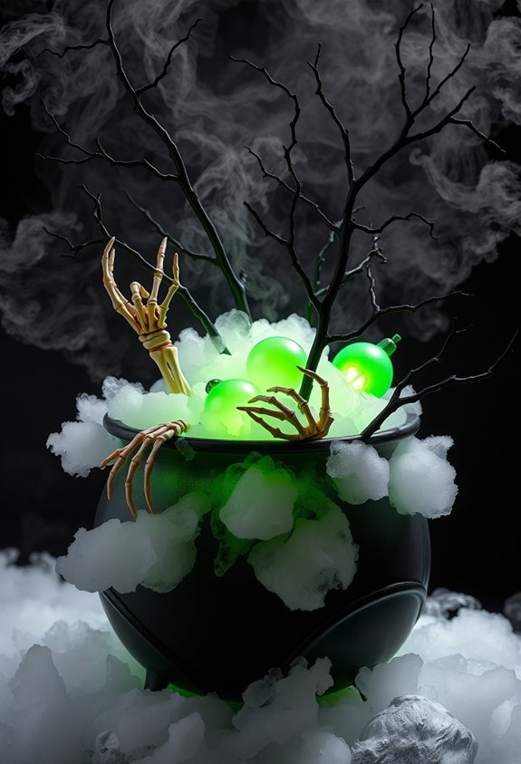 creepy bubbling inhabited cauldron