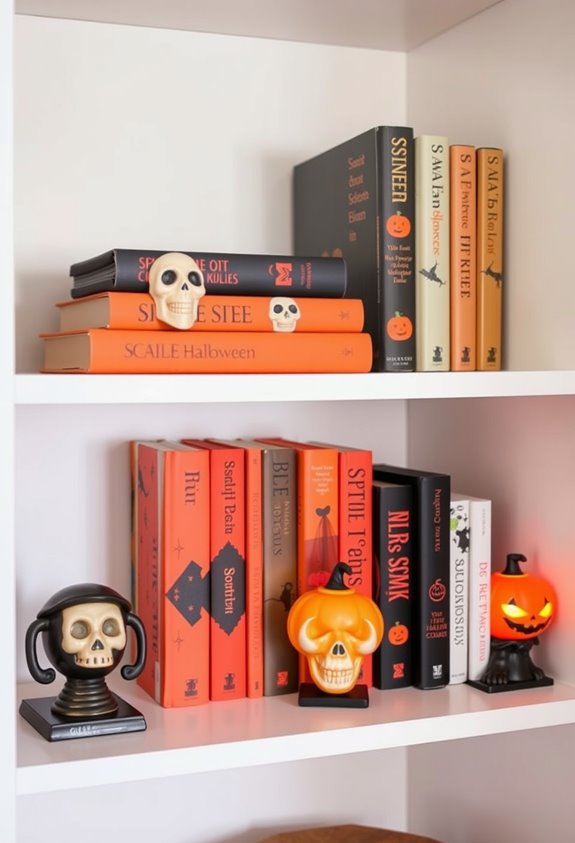 curated spooky shelves with figurines