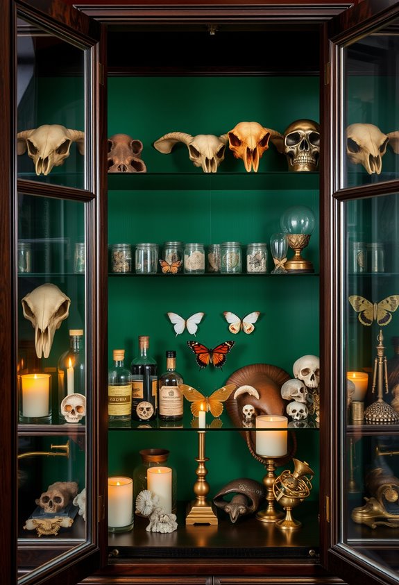 curated wunderkammer style skull display