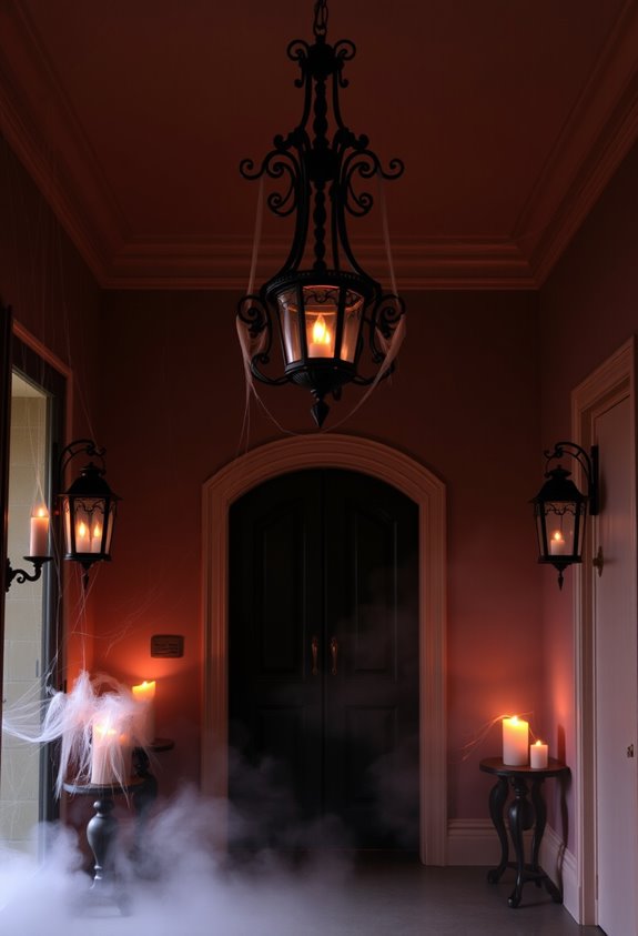 dim warm flickering foyer lighting