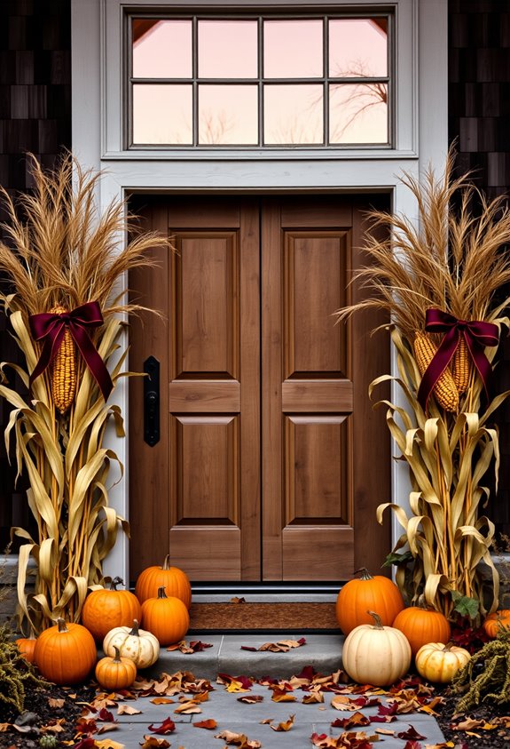 dramatic corn stalk framed entrance
