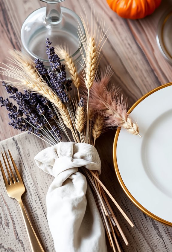 dried bundle napkin plate accents