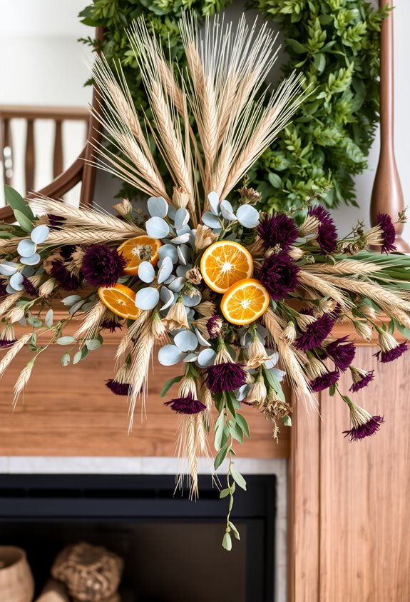 dried floral garland styling