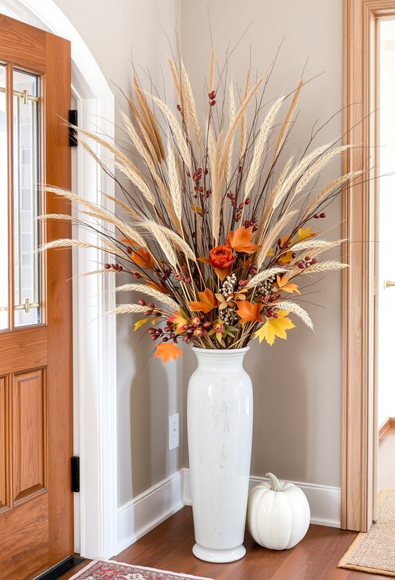 dried stems in vintage vessel