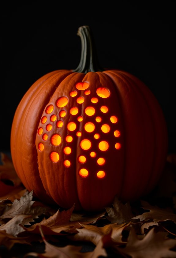 drilled pumpkin glowing light patterns