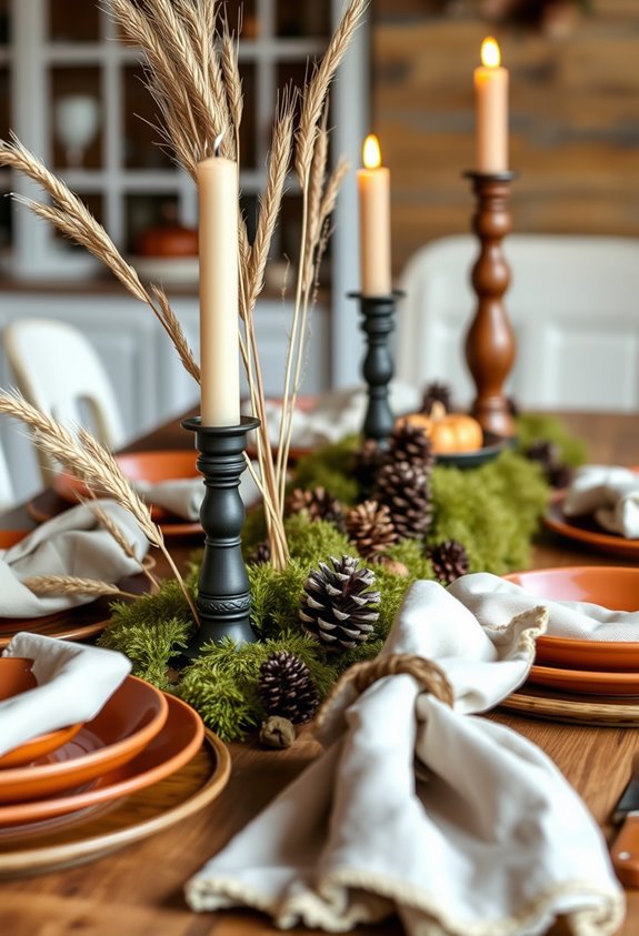 earthy foraged textured thanksgiving table