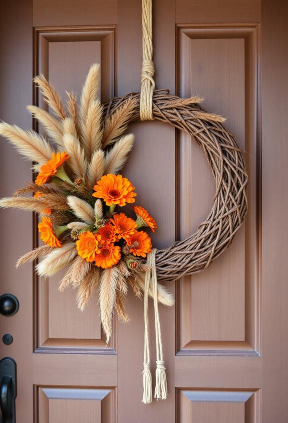 earthy layered boho thanksgiving wreath