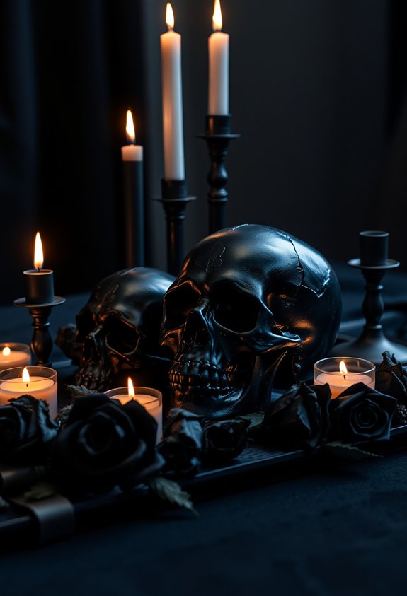 edgy dramatic skull themed decor
