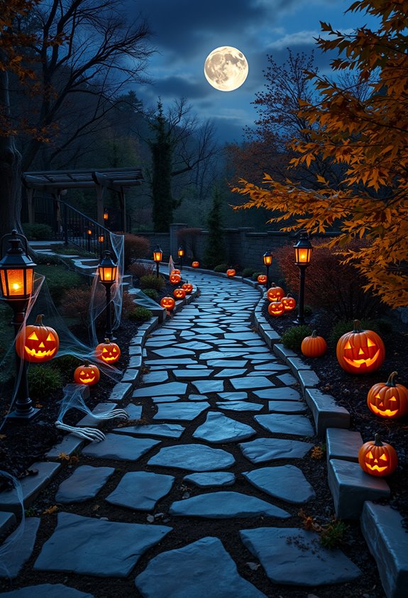 eerie illuminated layered pathway decor