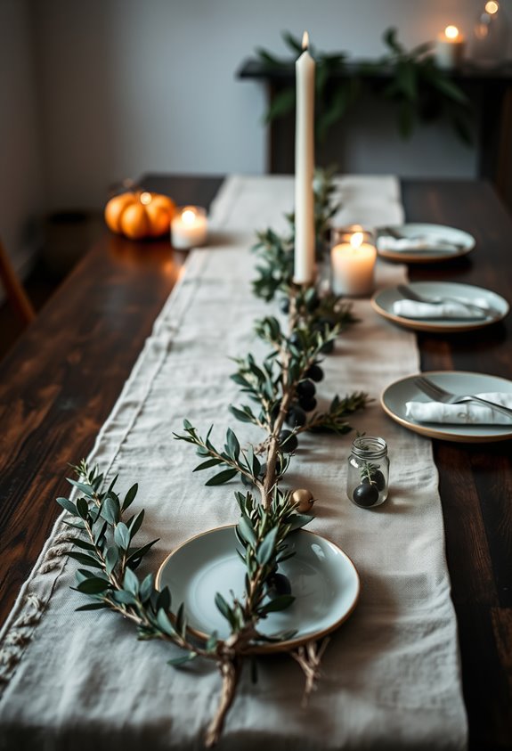 eucalyptus and olive branch centerpiece