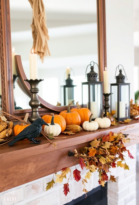 farmhouse pumpkins layered spooky accents