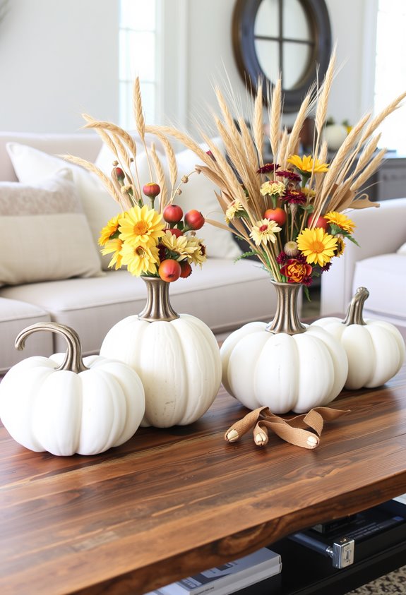 faux pumpkin floral vase