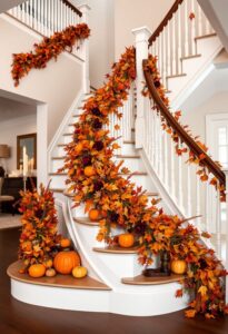 festive staircase thanksgiving decor