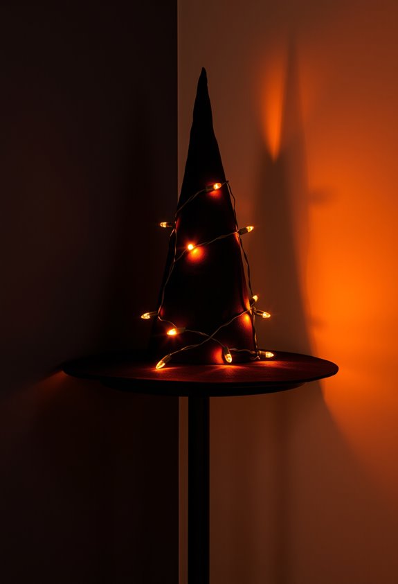 floating witch hats with leds