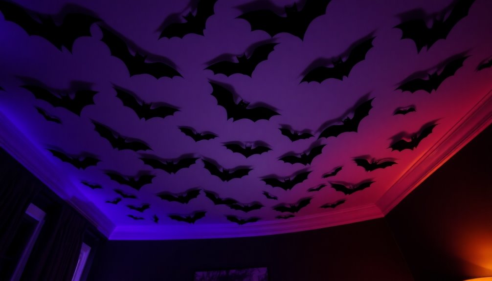 folded black cardstock bat swarm