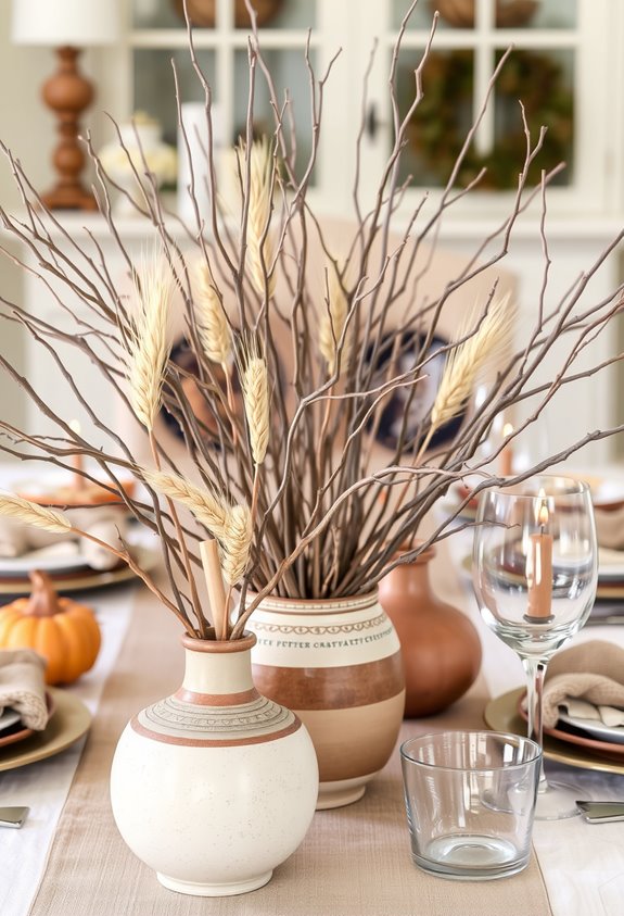 foraged branches textured rustic centerpiece