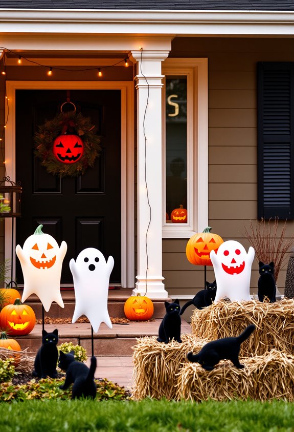 friendly well lit pumpkin display