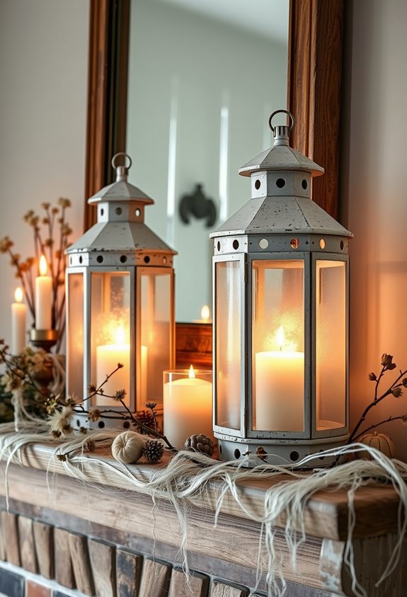 frosted glass vintage lanterns indoors