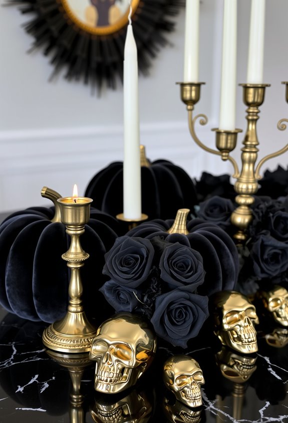 glamorous black and gold halloween
