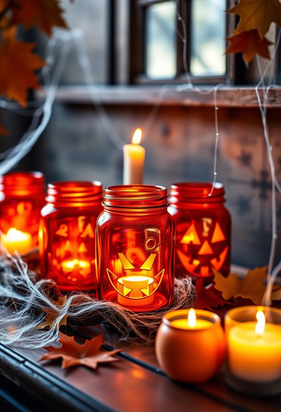 glowing painted mason jars
