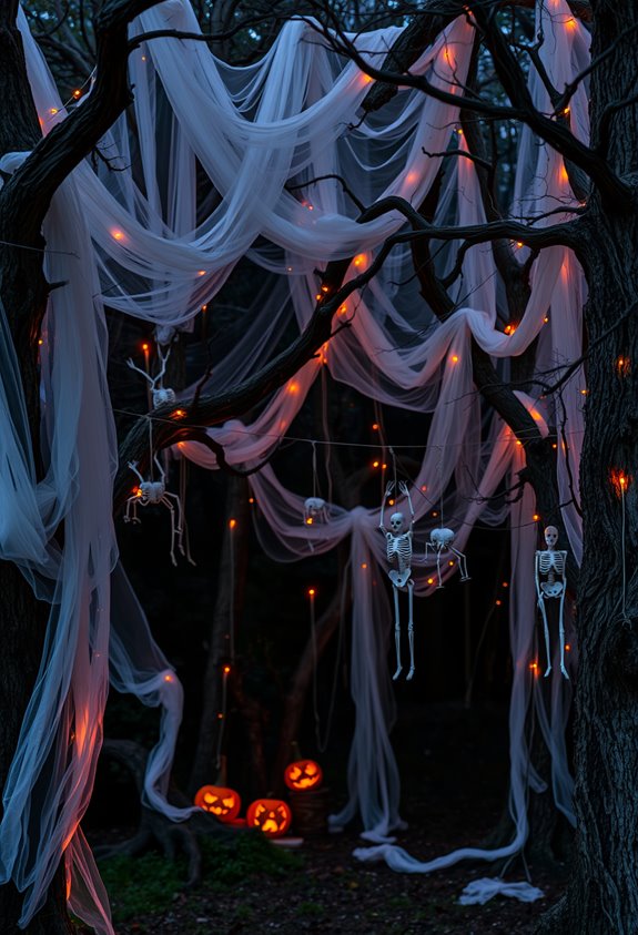 gnarled branches flickering lanterns