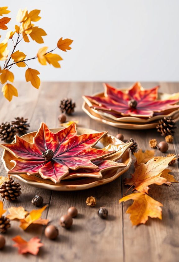 gold embossed maple leaf plates