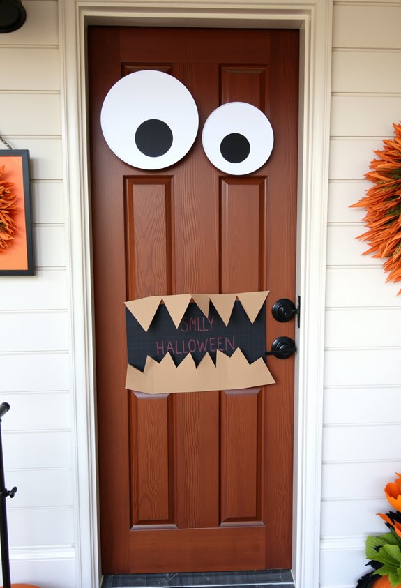 googly eyed adhesive door monster