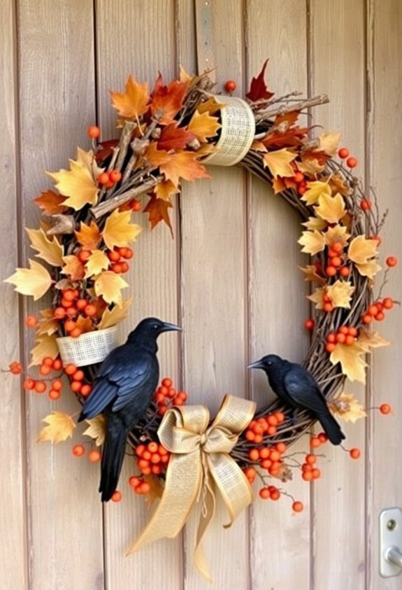 gothic crow rustic wreath