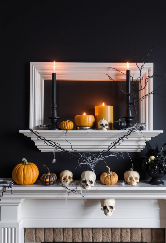 gothic mirror centered mantel display